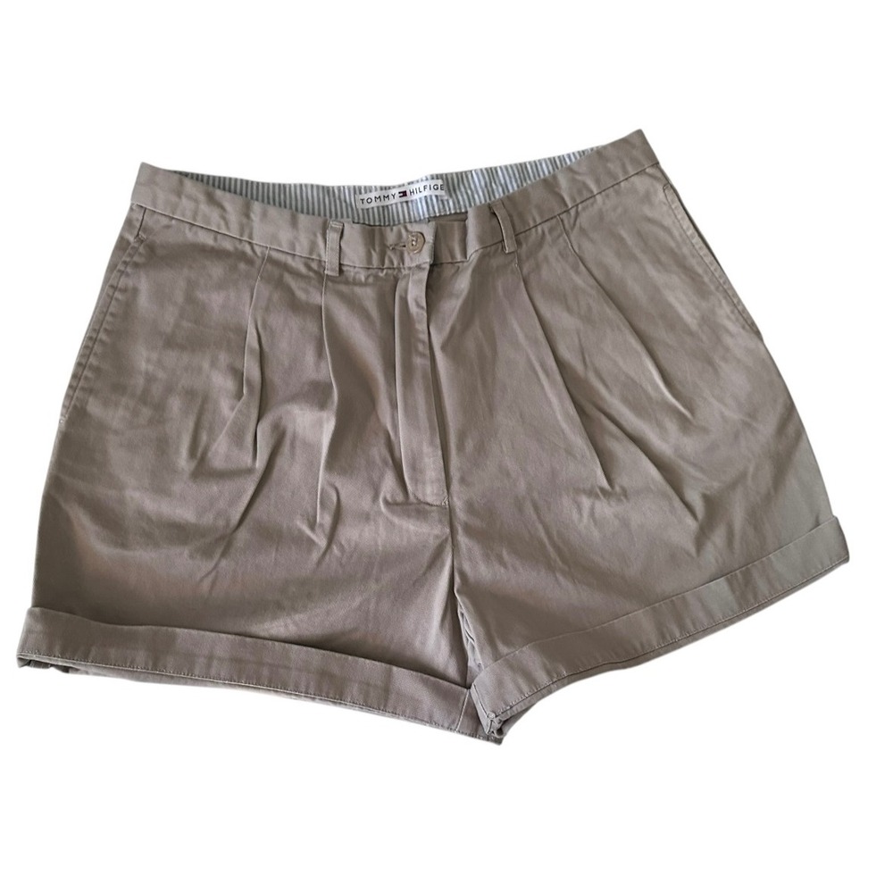 Tommy Hilfiger Womens Chino Shorts Bundle Size 12 Pleated Khaki White Cotton 2Pk - Picture 4 of 10
